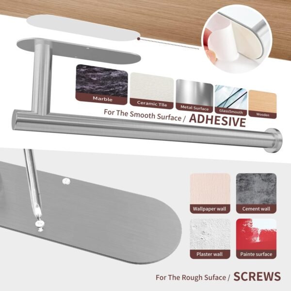 The Sorty Adhesive Paper Towel Holder – Under Cabinet & Wall Mount