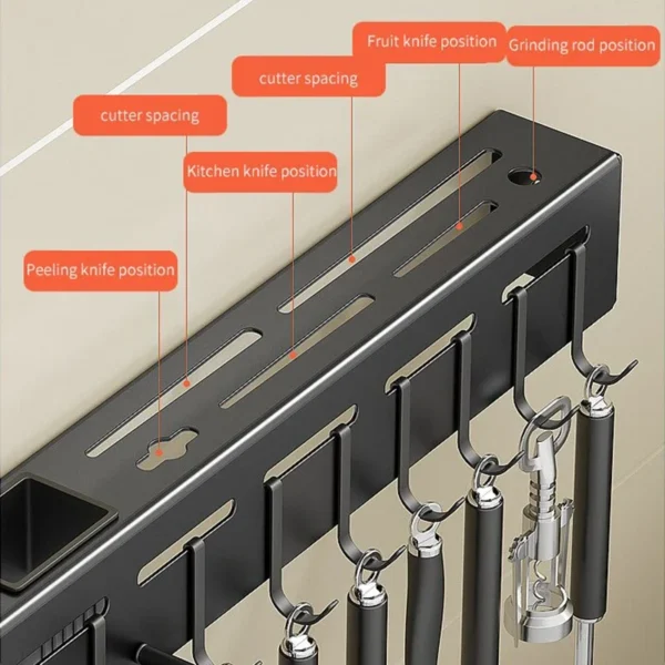 The Sorty All-in-One Wall Mounted Knife Rack & Utensil Holder