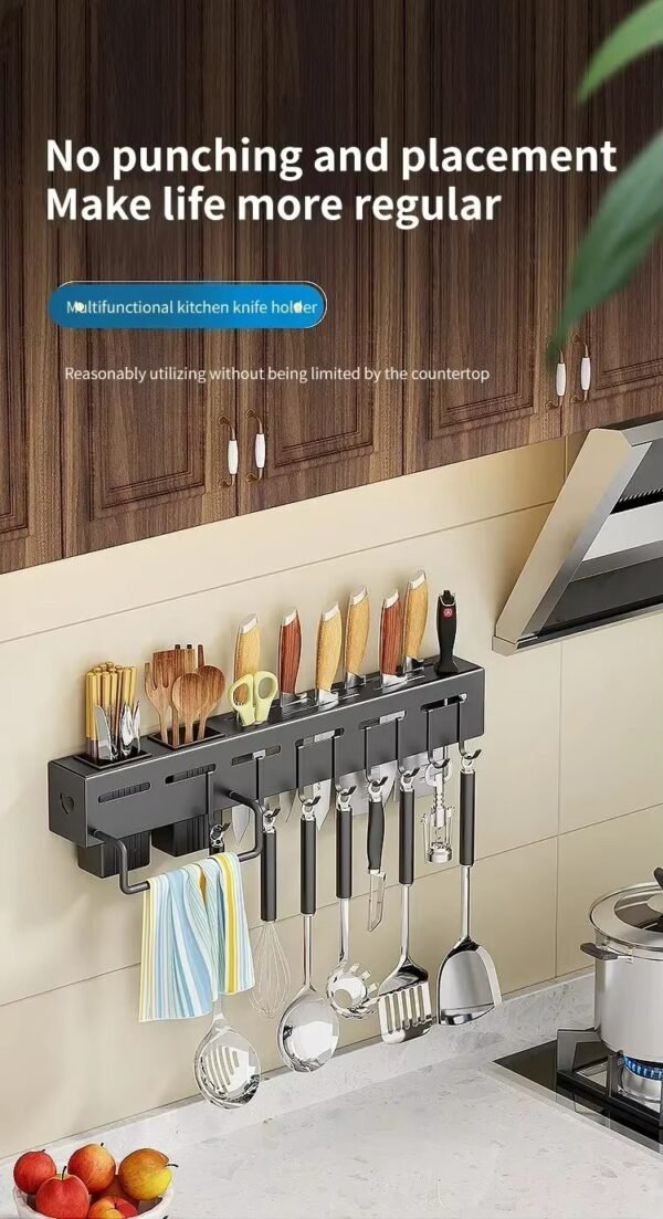 The Sorty All-in-One Wall Mounted Knife Rack & Utensil Holder